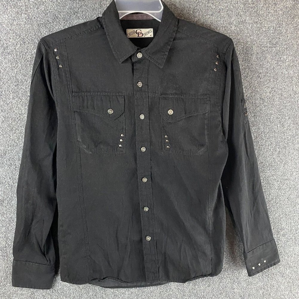 Caviar Dremes Long Sleeve Button Up Shirt Medium Men's Black Cotton Blend M